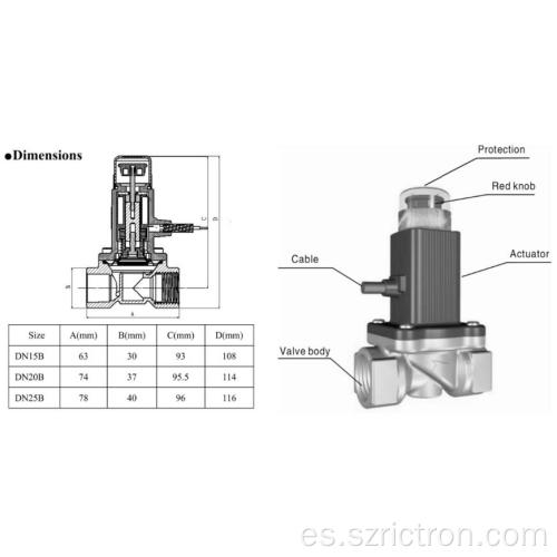 dispositivo de seguridad de gas válvula solenoide 12v